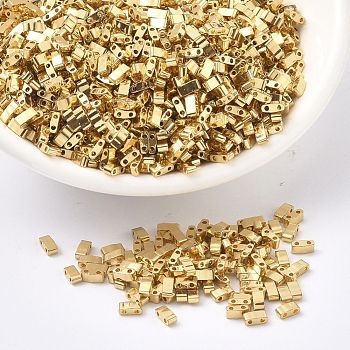 MIYUKI Half TILA Beads, Japanese Seed Beads, 2 Hole, (HTL191) 24k Gold Plated, 5x2.3x1.9mm, Hole: 0.8mm, about 2500pcs/100g