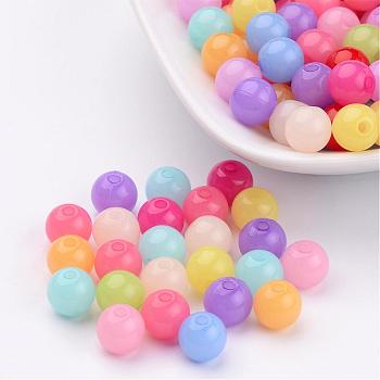 Mixed Color Imitation Jelly Acrylic Round Beads, 8mm, Hole: 2mm