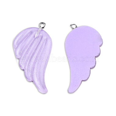 Platinum Lilac Wing Iron+Resin Pendants