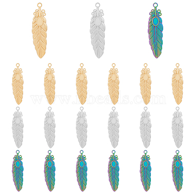 Mixed Color Feather 201 Stainless Steel Pendants