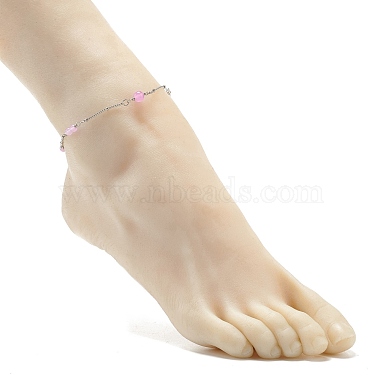 Natural Dyed White Jade & Malaysia Jade Anklets for Women(AJEW-AN00476-04)-3