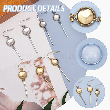 8 paires 4 styles de boucles d'oreilles pendantes en verre à dôme vierge(EJEW-AB00008)-5