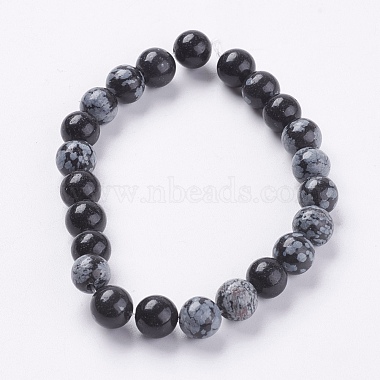 Chapelets de perles de flocon de neige en obsidienne naturelle(G-G515-8mm-01)-2