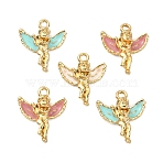 30Pcs 3 Colors Alloy Enamel Pendants, Light Gold, Angel, Mixed Color, 18.5x16x4mm, Hole: 1.8mm, 10pcs/color(ENAM-CJ0002-57)