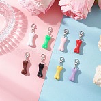 Acrylic Pendant Decorations, with Alloy Clasps, Bone, Mixed Color, 34mm(HJEW-JM04189)