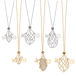 6Pcs 2 Colors Brass Chain Macrame Pouch Necklace Making, Platinum & Golden, 13.39~14.17 inch(34~36cm), 3pcs/color(NJEW-PH01562)