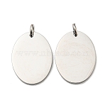 Non-Tarnish 304 Stainless Steel Stamping Blank Tag Pendants, with Jump Ring, Oval Charm, Stainless Steel Color, 24.5x18x1.5mm, Hole: 4mm(STAS-L022-182P)