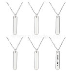 6Pcs 304 Stainless Steel Pendant Necklace, Cable Chains, Rectangle, Stainless Steel Color, 19.65 inch(49.9cm)(NJEW-CA0001-20P)