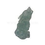 Resin Wolf Display Decoration, with Natural Aquamarine Chips Inside for Home Office Desk Decoration, 15x25x50mm(PW-WG87335-21)