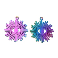 Ion Plating(IP) 304 Stainless Steel Pendants, Eye Charm, Rainbow Color, 34x30x1.5mm, Hole: 2.2mm(STAS-L020-008RC)