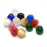 Cat Eye Half Drilled Beads, Trapezoid, Mixed Color, 10~11.5x9~9.5mm, Half Hole: 1~1.5mm(CE-S001-M2)