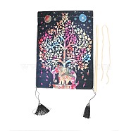 Colorful Elephant Polyester Wall Hanging Tapestry, Vertical Tree of Life Pattern Tapestry, for Home Decoration, Rectangle, Camellia, 500x350mm(TREE-PW0001-96A)