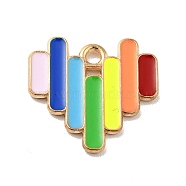 Rainbow Color Alloy Enamel Pendants, Heart Charms, Light Gold, Colorful, 16.5x18x1.5mm, Hole: 1.8mm(X-ENAM-G208-14KCG)