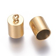 Ion Plating(IP) 304 Stainless Steel Cord Ends, End Caps, Column, Golden, 11x7mm, Hole: 1.8mm, Inner Diameter: 6mm(STAS-M242-08)