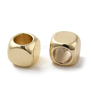 Brass Spacer Beads, Cube, Real 14K Gold Plated, 5x5x5mm, Hole: 3.5mm(KK-P249-01E-G01)
