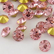 Grade A Glass Pointed Back Chaton Rhinestones, Back Plated, Diamond, Light Rose, 4.0~4.2mm, about 144pcs/gross(RGLA-PP32-15A)