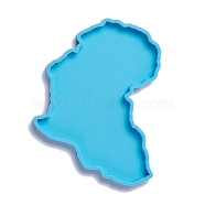 Silicone Molds, Cup Mat Accessories Molds, For DIY Mat Decoration, UV Resin & Epoxy Resin Jewelry Making, Africa Map Shapes, Deep Sky Blue, 153x115x8.8mm(DIY-K032-85)