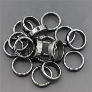 Non-Magnetic Synthetic Hematite Plain Band Ring, Inner Diameter: 19mm(FIND-PW0021-11D)