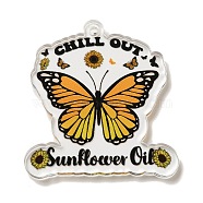 Acrylic Pendants, Double-Sided Printed, Butterfly, 41x38x2.5mm, Hole: 2mm(SACR-S680-01F)