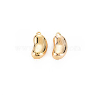 Rack Plating Brass Charms, Nickel Free,3D Bean, Real 18K Gold Plated, 10.5x5.5x4.5mm, Hole: 0.8mm(X-KK-S360-167)