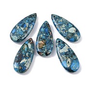 Dyed Synthetic Imperial Jasper Pendants, Teardrop Charms, Steel Blue, 35x15x6mm, Hole: 1.2mm(G-P529-07D)