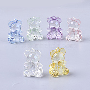 Transparent Acrylic Pendants, AB Color Plated, Bear, Mixed Color, 29x19.5x17.5mm, Hole: 2mm(PACR-R246-001)