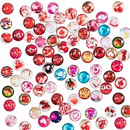 Flatback Glass Cabochons for DIY Projects, Dome/Half Round, Heart Pattern, Mixed Color, 12x4mm, 140pc/box(GGLA-PH0005-12mm-06A)
