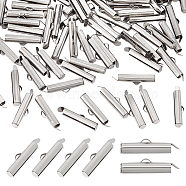 304 Stainless Steel Slide On End Clasp Tubes, Slider End Caps, Stainless Steel Color, 6x20x4mm, Hole: 3x1.5mm, Inner Diameter: 3mm, 100Pcs/box(STAS-UN0044-82B-P)