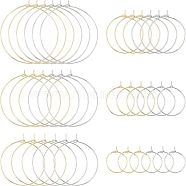 304 Stainless Steel Hoop Earring Findings, Wine Glass Charms Findings, Golden & Stainless Steel Color, 120pcs/set(STAS-UN0004-60)