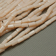 Opaque Glass Beads Strands, Faceted, Cuboid, Antique White, 7x3x3mm, Hole: 1mm, about 60~72pcs/strand, 49cm(EGLA-E008-3x6mm-07)