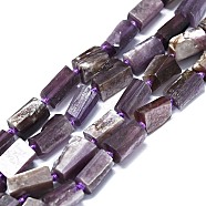 Natural Lepidolite Beads Strands, Nuggets, 6~12x6~7mm, Hole: 0.8mm, about 26~35pcs/strand, 15.55''~16.14''(39.5~41cm)(G-O170-130)
