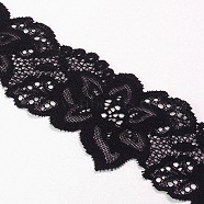 Stretchy Lace Trim Nylon String Threads for Jewelry Making, Black, 2-5/8 inches(66mm), 50yards/roll(45.72m/roll)(OCOR-I001-227)