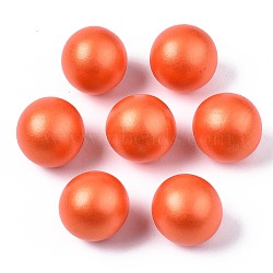 Painted Natural Wood Beads, Pearlized, No Hole/Undrilled, Round, Coral, 15mm(WOOD-S057-071L)