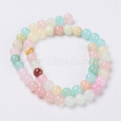 Natural Colorful Green Jade Beads Strands, Dyed, Round, Mixed Color, 12mm, Hole: 1mm, about 33pcs/strand, 14.5 inch(37cm)(X-G-G757-01-12mm)
