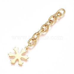 304 Stainless Steel Chain Extender, Cable Chain, with Pendants, Snowflake, Golden, 68.2mm, Link: 9x6x1.4mm(STAS-G221-09G)