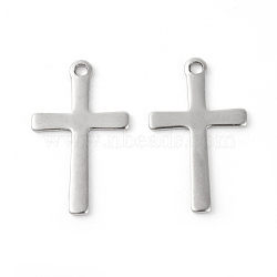 Tarnish Resistant 201 Stainless Steel Pendants, Cross, Stainless Steel Color, 20.5x12.5x0.8mm, Hole: 1.4mm(STAS-F192-062P)