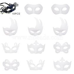 Party Paper Face Masks, Butterfly, White, 14.2x21.7cm, 13.5x17.3cm, 21x17.5cm, 10x20cm, 12.3x21.5cm, 10pcs/set(AJEW-CJ0004-06)