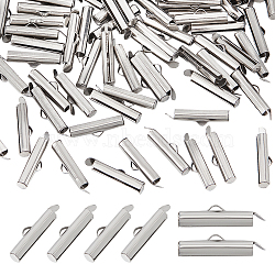 304 Stainless Steel Slide On End Clasp Tubes, Slider End Caps, Stainless Steel Color, 6x20x4mm, Hole: 3x1.5mm, Inner Diameter: 3mm, 100Pcs/box(STAS-UN0044-82B-P)
