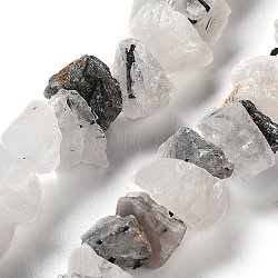 Raw Rough Natural Black Rutilated Quartz Beads Strands, Nuggets, 9~17x7~16x8~14mm, Hole: 0.9mm, about 21~25pcs/strand, 7.09''~7.87''(18~20cm)(G-P528-A07-01)