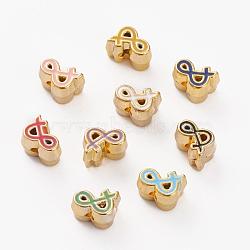Alloy Enamel Beads, Cadmium Free & Lead Free, Mark Ampersand &, Mixed Color, 7x5x5mm, Hole: 1.2mm(PALLOY-P222-03G)