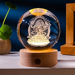 K9 Glass Crystal Ball Crystal Ball with Wood Stand, Home & Office Decor, Round, Clear, 80x100mm(PW-WG929B5-03)