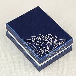 Rectangle Printed Cardboard Jewelry Necklace Boxes, Velours inside, Blue, 9x6.8x3.3cm(X-CBOX-E008-02)