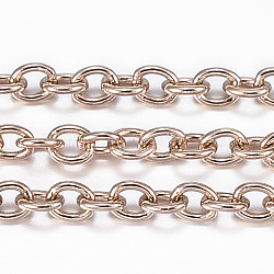 Ion Plating(IP) 304 Stainless Steel Cable Chains, Soldered, with Spool, Oval, Rose Gold, 2x1.5x0.4mm, about 32.8 Feet(10m)/roll(CHS-H009-25RG)
