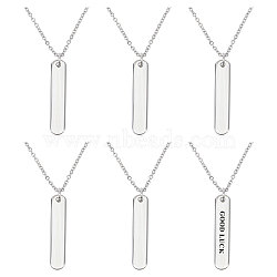 6Pcs 304 Stainless Steel Pendant Necklace, Cable Chains, Rectangle, Stainless Steel Color, 19.65 inch(49.9cm)(NJEW-CA0001-20P)