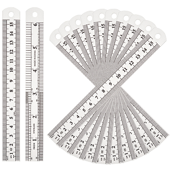 20Pcs Stainless Steel Ruler, 15cm Metric Rule Precision Double Sided Measuring Tool School & Educational Supplies, Stainless Steel Color, 174x19x0.5mm