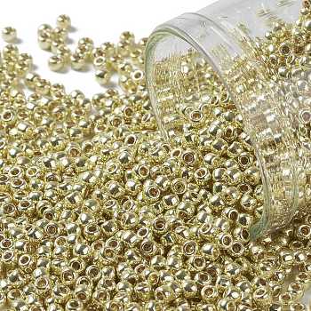 TOHO Round Seed Beads, Japanese Seed Beads, (PF559) Permafinish Opaque Galvanized Yellow Gold, 11/0, 2.2mm, Hole: 0.8mm, about 1110pcs/10g
