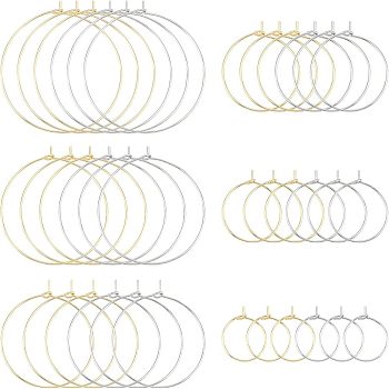 304 Stainless Steel Hoop Earring Findings, Wine Glass Charms Findings, Golden & Stainless Steel Color, 120pcs/set