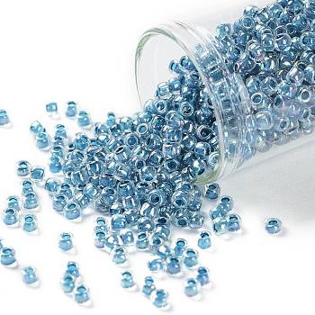 TOHO Round Seed Beads, Japanese Seed Beads, (782) Inside Color AB Crystal/Capri Lined, 8/0, 3mm, Hole: 1mm, about 1110pcs/50g