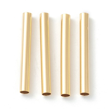 Brass Tube Beads, Long-Lasting Plated, Tube, Real 24K Gold Plated, 25x3mm, Hole: 2.5mm