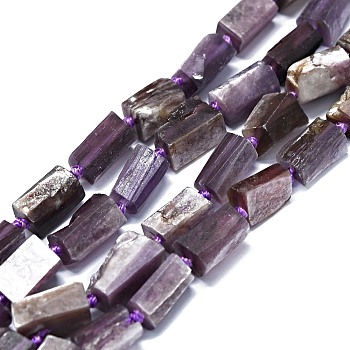 Natural Lepidolite Beads Strands, Nuggets, 6~12x6~7mm, Hole: 0.8mm, about 26~35pcs/strand, 15.55''~16.14''(39.5~41cm)